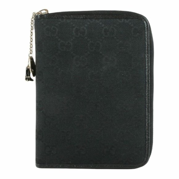 Gucci Handbags - Gucci Web Black GG Logos Pattern Agenda Notebook Cover